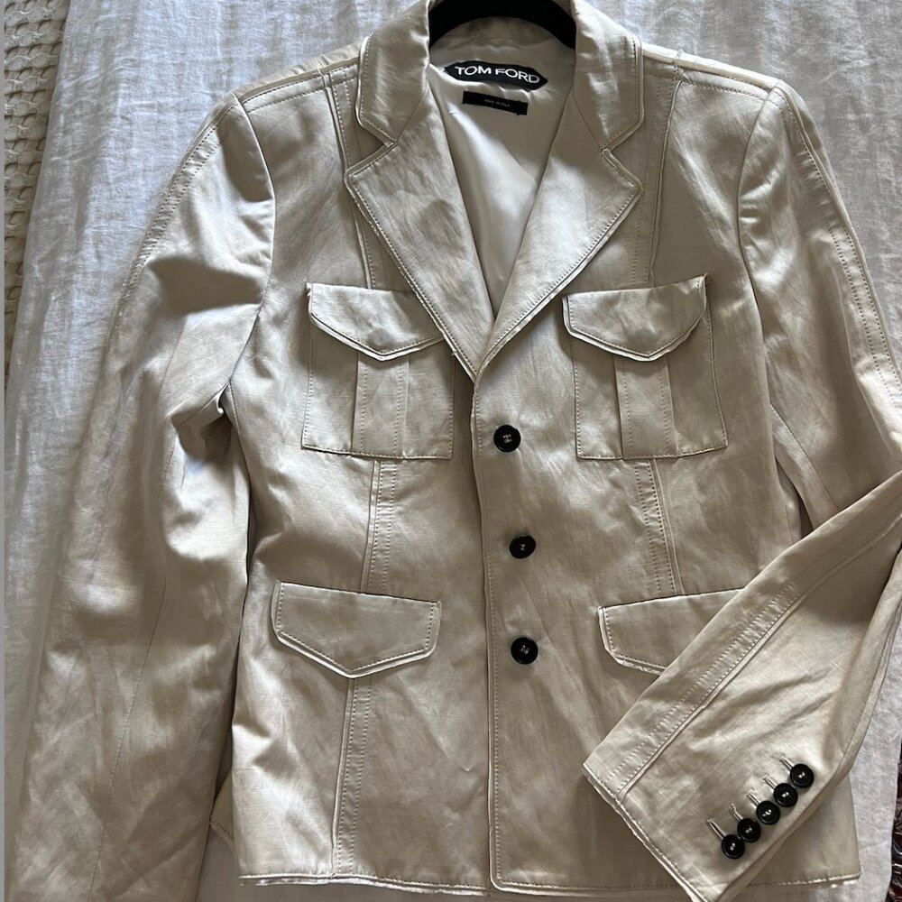 Tom Ford Single Breasted Field Jacket in Ivory